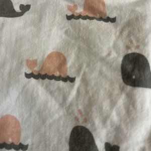 TL Care Baby Mini Crib Sheet Fitted Gray and Pink Whale 24x38"